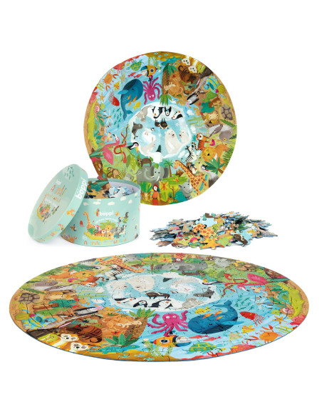 C32-1F8-394,Puzzle rotund, 150 piese, Boppi - Animale din intreaga lume C32-1F8-394,Puzzle rotund, 150 piese, Boppi - Animale din intreaga lume