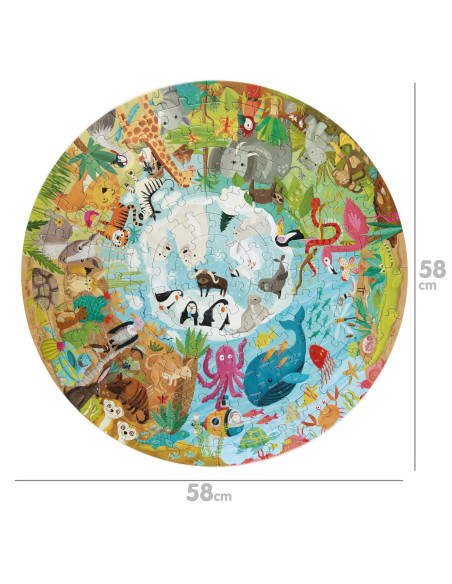 C32-1F8-394,Puzzle rotund, 150 piese, Boppi - Animale din intreaga lume C32-1F8-394,Puzzle rotund, 150 piese, Boppi - Animale din intreaga lume