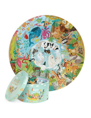 C32-1F8-394,Puzzle rotund, 150 piese, Boppi - Animale din intreaga lume C32-1F8-394,Puzzle rotund, 150 piese, Boppi - Animale din intreaga lume