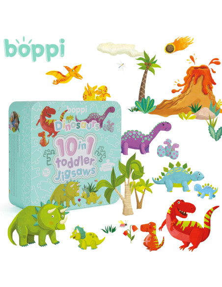 000-DDF-03F,Puzzle progresiv Toddler 10 in 1, Boppi - Dinozauri 000-DDF-03F,Puzzle progresiv Toddler 10 in 1, Boppi - Dinozauri