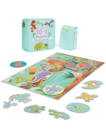 000-DDF-03F,Puzzle progresiv Toddler 10 in 1, Boppi - Dinozauri 000-DDF-03F,Puzzle progresiv Toddler 10 in 1, Boppi - Dinozauri