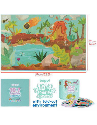 000-DDF-03F,Puzzle progresiv Toddler 10 in 1, Boppi - Dinozauri 000-DDF-03F,Puzzle progresiv Toddler 10 in 1, Boppi - Dinozauri
