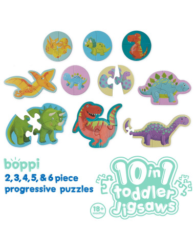000-DDF-03F,Puzzle progresiv Toddler 10 in 1, Boppi - Dinozauri 000-DDF-03F,Puzzle progresiv Toddler 10 in 1, Boppi - Dinozauri