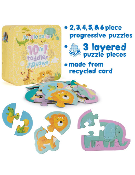 A99-258-BA8,Puzzle progresiv Toddler 10 in 1, Boppi - Jungla Safari