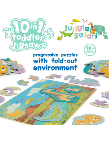 A99-258-BA8,Puzzle progresiv Toddler 10 in 1, Boppi - Jungla Safari