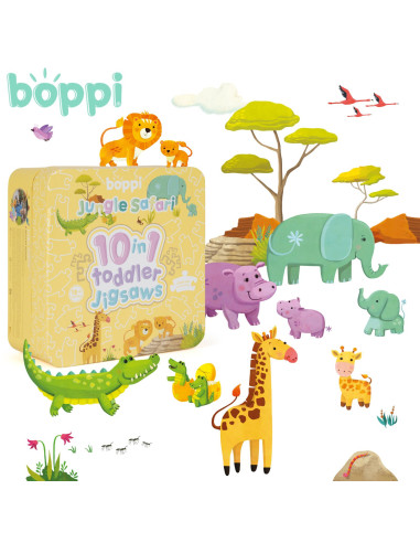 A99-258-BA8,Puzzle progresiv Toddler 10 in 1, Boppi - Jungla Safari