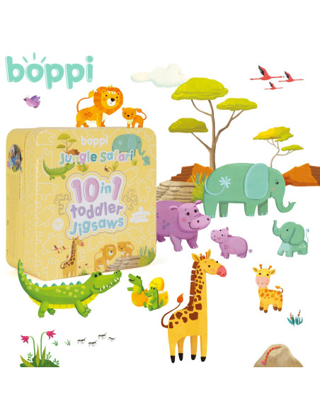 A99-258-BA8,Puzzle progresiv Toddler 10 in 1, Boppi - Jungla Safari