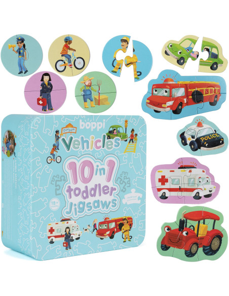 F53-1FF-5B1,Puzzle progresiv Toddler 10 in 1, Boppi - Vehicule F53-1FF-5B1,Puzzle progresiv Toddler 10 in 1, Boppi - Vehicule