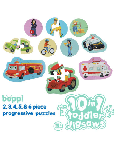 F53-1FF-5B1,Puzzle progresiv Toddler 10 in 1, Boppi - Vehicule F53-1FF-5B1,Puzzle progresiv Toddler 10 in 1, Boppi - Vehicule