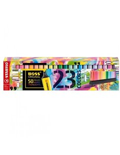 Set Textmarkere Stabilo Boss Original cu suport de birou, culori asortate pastel si neon, 23 buc/set 2
