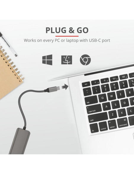 Adaptor Trust Halyx Aluminium USB-C to 4-Port USB-A 3.2