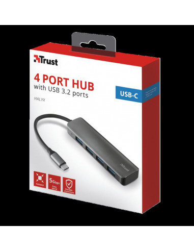 Adaptor Trust Halyx Aluminium USB-C to 4-Port USB-A 3.2