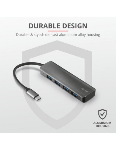 Adaptor Trust Halyx Aluminium USB-C to 4-Port USB-A 3.2