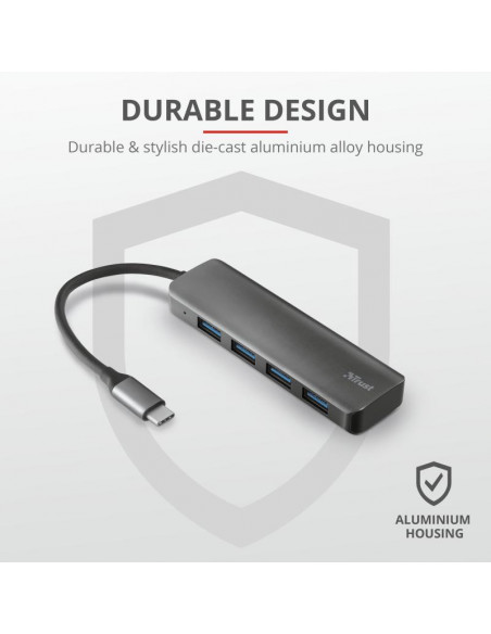 Adaptor Trust Halyx Aluminium USB-C to 4-Port USB-A 3.2