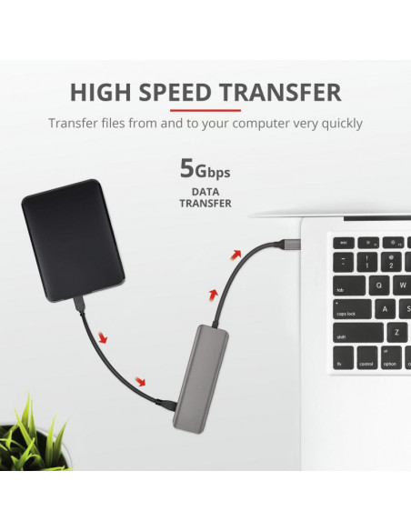 Adaptor Trust Halyx Aluminium USB-C to 4-Port USB-A 3.2