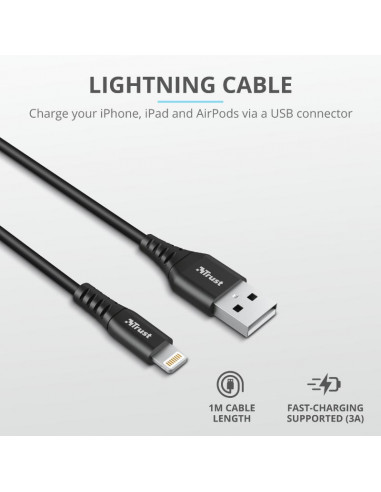 Cablu incarcare Trust Ndura USB to Lightning Cable 1m,TR-23566
