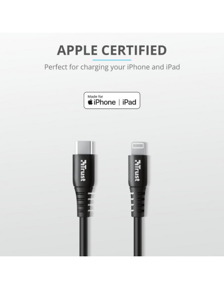 Cablu incarcare Trust Ndura USB-C to Lightning Cable 1m,TR-23569