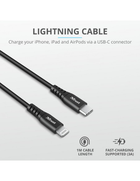 Cablu incarcare Trust Ndura USB-C to Lightning Cable 1m,TR-23569