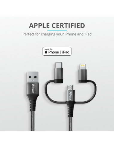 Cablu incarcare Trust Keyla Extra-Strong 3-In-1 USB Cable