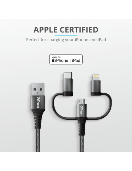 Cablu incarcare Trust Keyla Extra-Strong 3-In-1 USB Cable