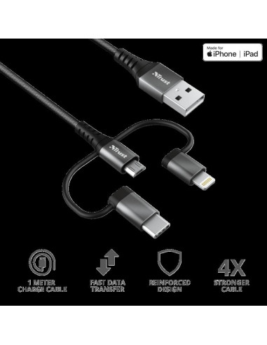 Cablu incarcare Trust Keyla Extra-Strong 3-In-1 USB Cable