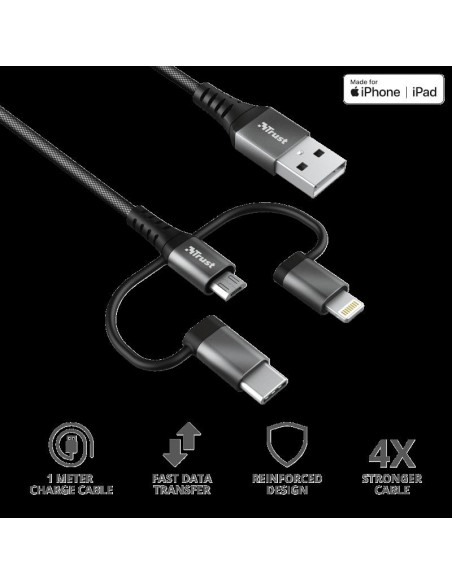 Cablu incarcare Trust Keyla Extra-Strong 3-In-1 USB Cable