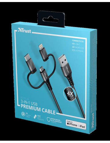 Cablu incarcare Trust Keyla Extra-Strong 3-In-1 USB Cable