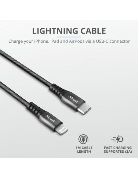 Cablu incarcare Trust Keyla Extra-Strong USB-C To Lightning