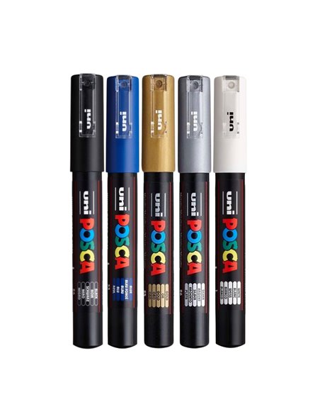 Set 5 Markere UNI POSCA PC-1M, 0.7 - 1 mm, POS19-PC1M