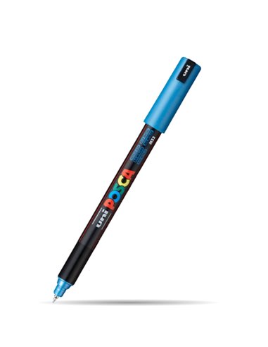 Marker UNI Posca PC-1MR, varf metalic, 0.7 mm, Albastru Metalizat