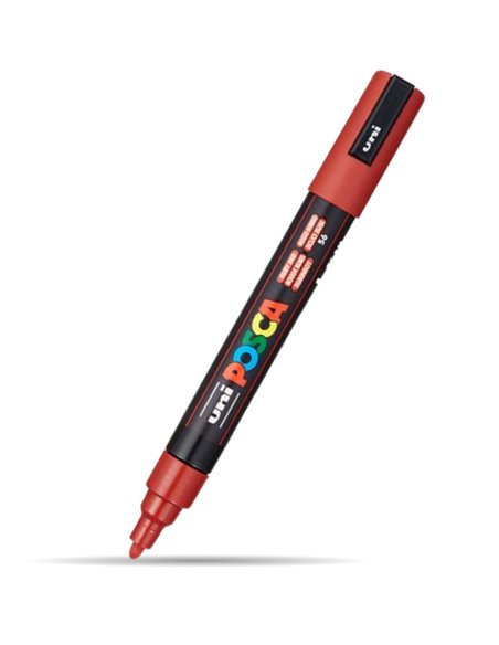 Marker UNI Posca PC-5M, varf 1.8 - 2.5 mm, Rosu Rubin Marker UNI Posca PC-5M, varf 1.8 - 2.5 mm, Rosu Rubin