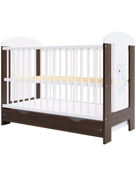 PHCALUN12MAS,Patut copii din lemn Hubners Calisto Unicorn 120x60 cm maro cu sertar