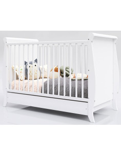 PHMAR12ALS,Patut copii din lemn Hubners Mara 120x60 cm alb cu sertar 2