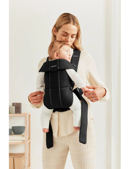 BS-021156E1,BabyBjorn - Marsupiu anatomic Mini, cu pozitii multiple de purtare, Black, Tesatura-Tricot