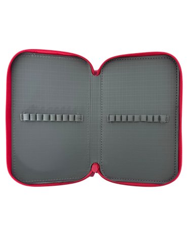 Penar neechipat cu 3 fermoare MNPE2203-1, Motiv Minnie Mouse, Rosu
