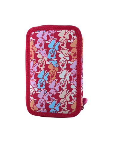 Penar neechipat cu 3 fermoare MNPE2203-1, Motiv Minnie Mouse, Rosu