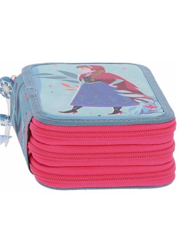 Penar neechipat Pigna cu 3 fermoare, Motiv Frozen, Albastru/roz