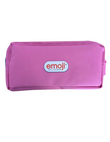 Penar etui dreptunghiular cu 3 fermoare, Emoji clasic, Roz