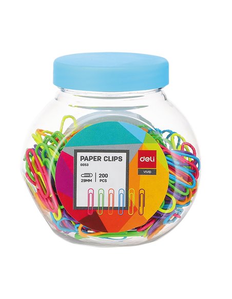 Agrafe metalice colorate Deli  DLE0053, 29mm, 200buc/borcan