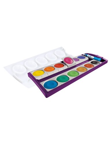 Acuarele Pelikan K12, 12 culori/set + alb de zinc, Mov Acuarele Pelikan K12, 12 culori/set + alb de zinc, Mov