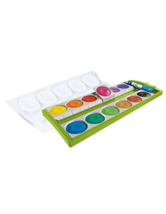 Acuarele Pelikan K12, 12 culori/set + alb de zinc, Verde 2
