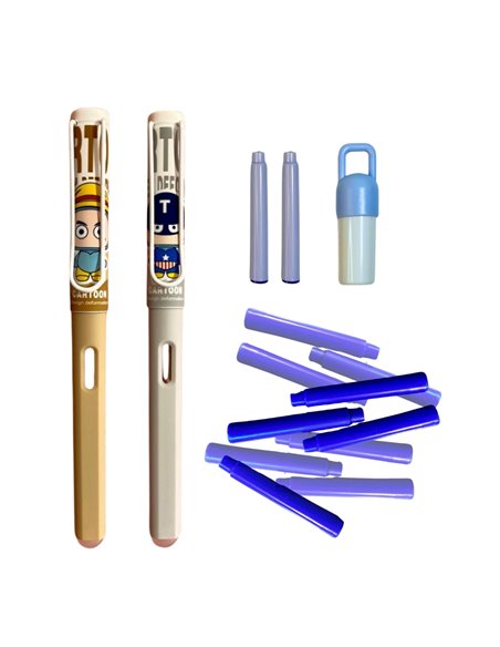 Set stilouri cu cerneala termosensibila + Rezerve, Maro