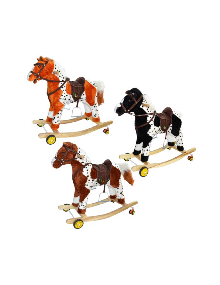 RB-04+R,Calut balansoar, lemn + plus, cu rotile, 74 cm