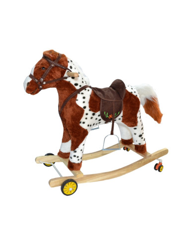 RB-04+R,Calut balansoar, lemn + plus, cu rotile, 74 cm