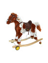 RB-04+R,Calut balansoar, lemn + plus, cu rotile, 74 cm
