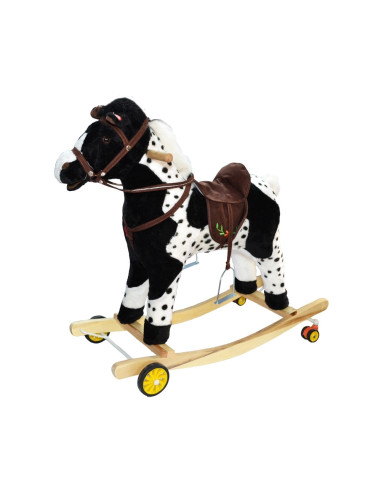 RB-04+R,Calut balansoar, lemn + plus, cu rotile, 74 cm