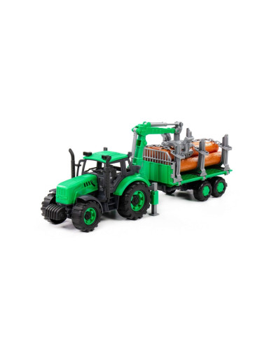 96487,Tractor cu remorca lemne - Progresso, 40x11.5x17 cm, Polesie