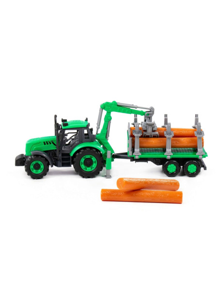 96487,Tractor cu remorca lemne - Progresso, 40x11.5x17 cm, Polesie