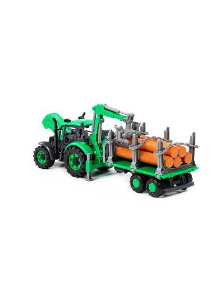96487,Tractor cu remorca lemne - Progresso, 40x11.5x17 cm, Polesie