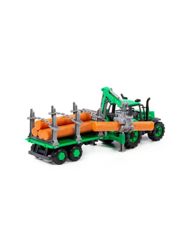 96487,Tractor cu remorca lemne - Progresso, 40x11.5x17 cm, Polesie
